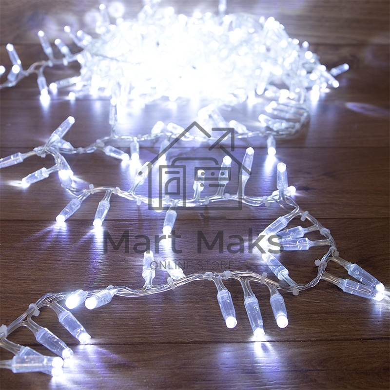 Гирлянда «Кластер» 10 м, 400 LED, прозрачный ПВХ, IP65, соединяемая, цвет свечения белый NEON-NIGHT