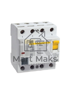 Выключатель дифференциального тока (УЗО) 4п 63А 30мА тип AC ВД1-63 ИЭК MDV10-4-063-030
