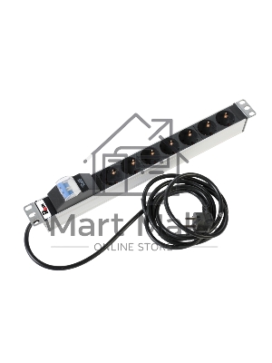 Блок розеток Rem-16 с авт. 16А, 7 Shuko, алюм., 19