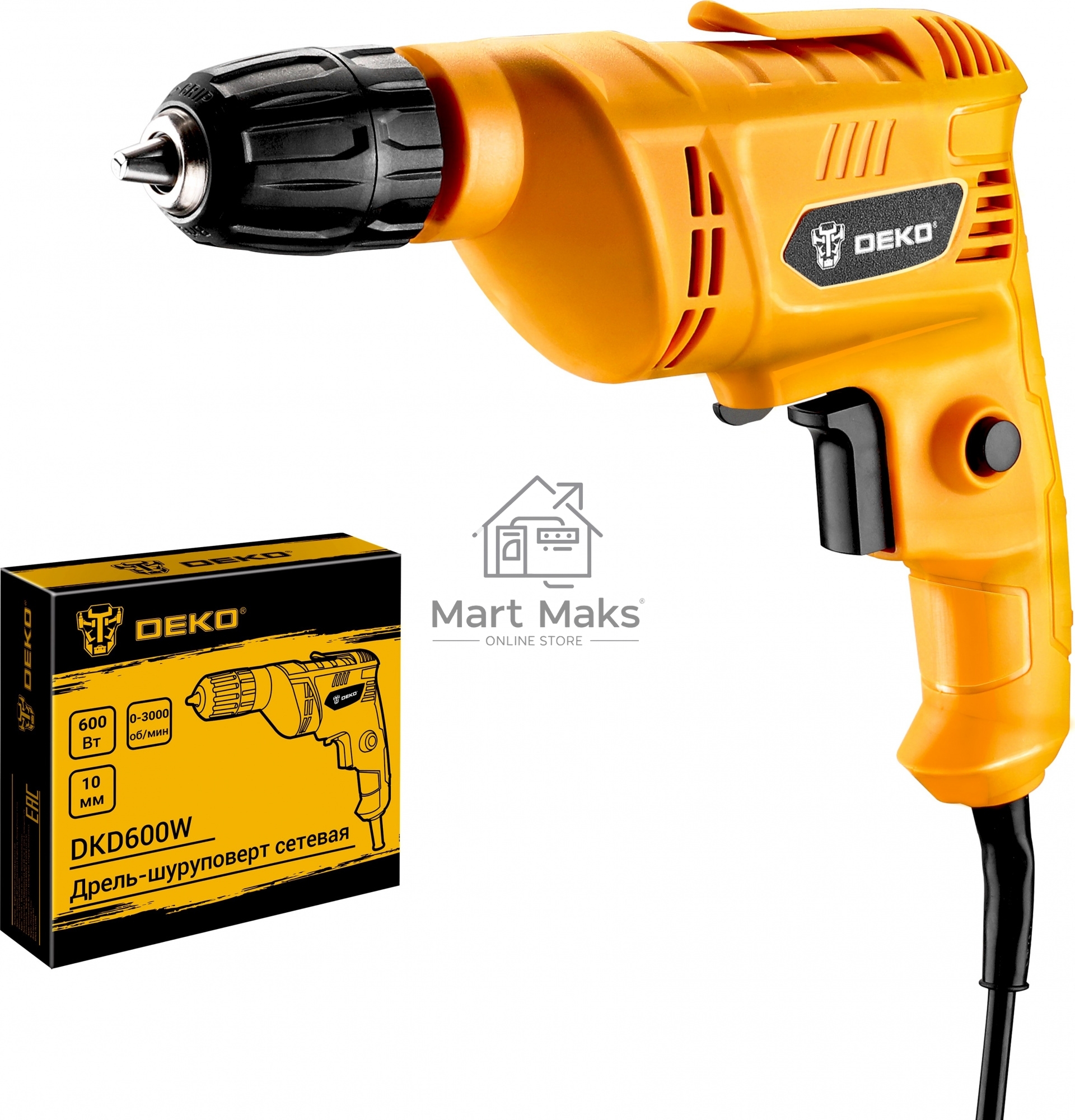 Дрель-шуруповерт Deko DKD600W063-4181, 600Вт, сетевая