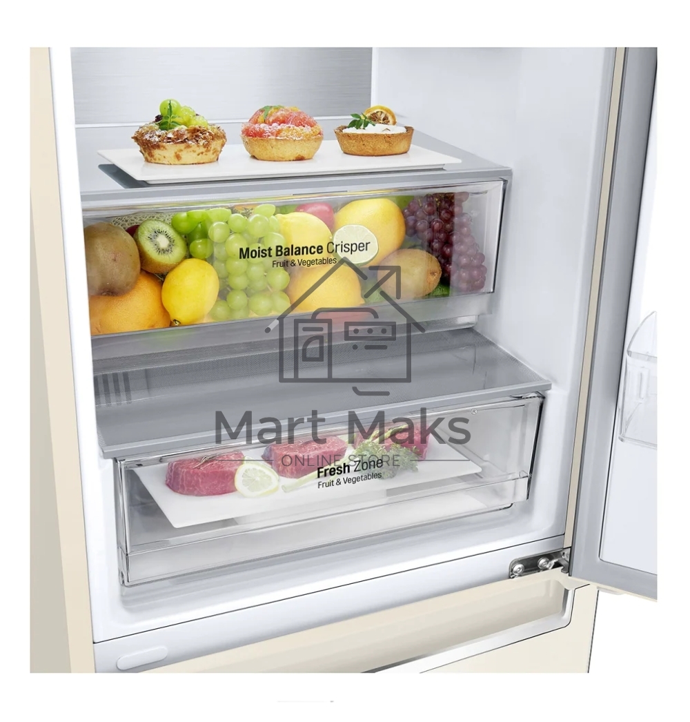 Холодильник LG GC-B509SESM бежевый двухкамерный 277/107л морозилка снизу, No Frost