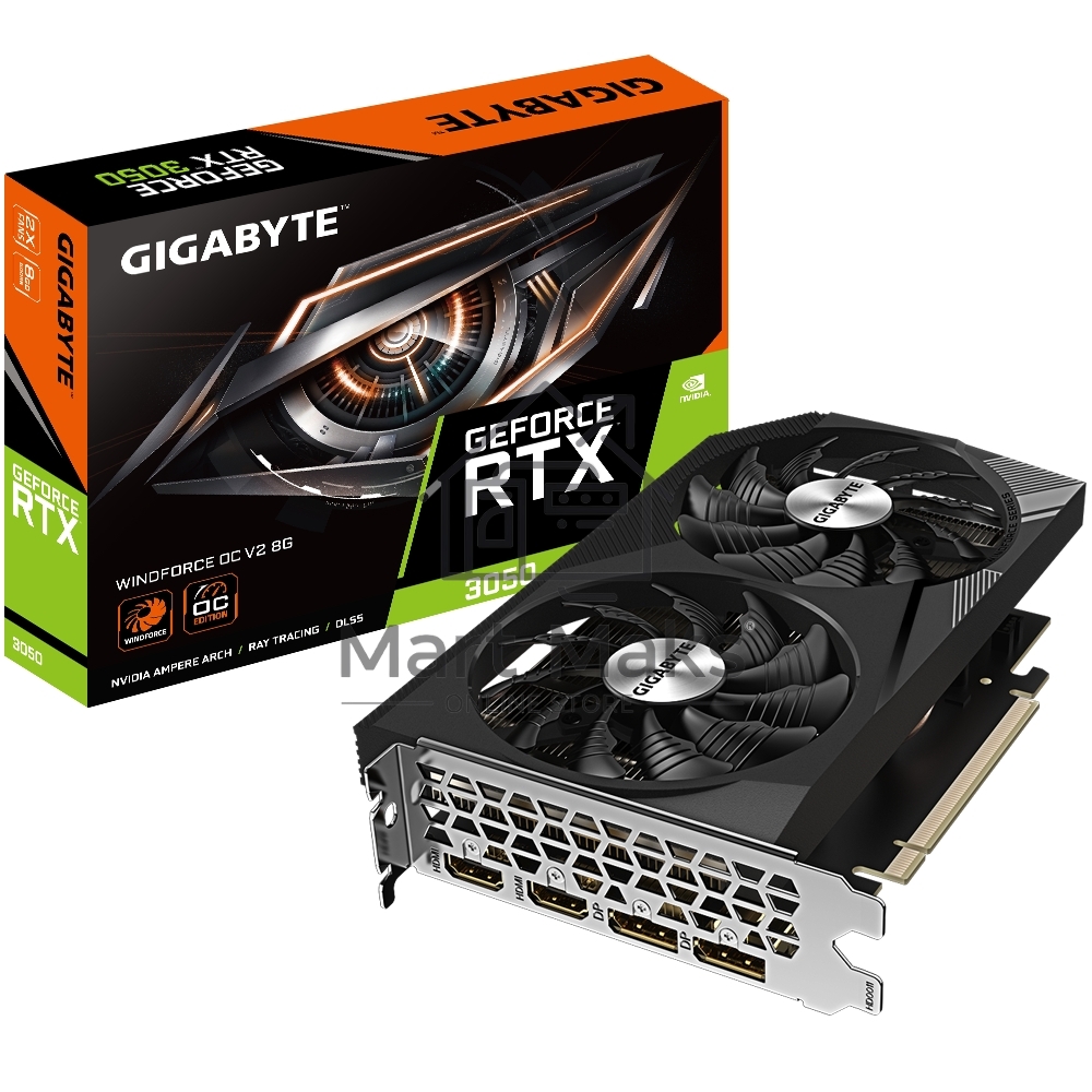 Видеокарта GIGABYTE GV-N3050WF2OCV2-8GD NVIDIA GeForce RTX3050 8Gb GDDR6 128bit 2xHDMI 2xDP