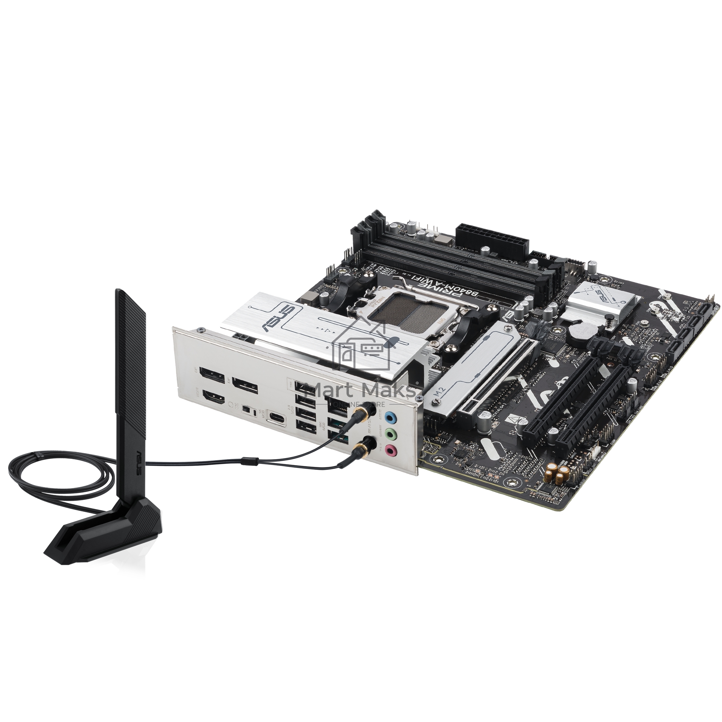 Материнская плата ASUS PRIME B840M-A WIFI, AM5, AMD B840, 4xDDR5, 4xSATA III, 3xM.2, 1xPCIe 4.0 x16, 2xPCIe 3.0 x16 (x1), 2xDP, 1xHDMI, 1x 2.5Gb LAN, Wi-Fi 6E, 2xUSB-A 10Gbps, 1xUSB-C 5Gbps, 4xUSB-A 2.0, 3x3.5 мм, 7.1, micro-ATX