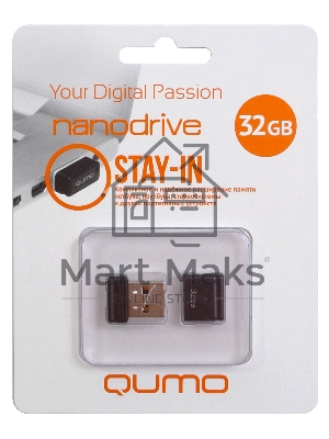 Флешка USB 2.0 QUMO 32Gb, NANO QM32GUD-NANO-B черный
