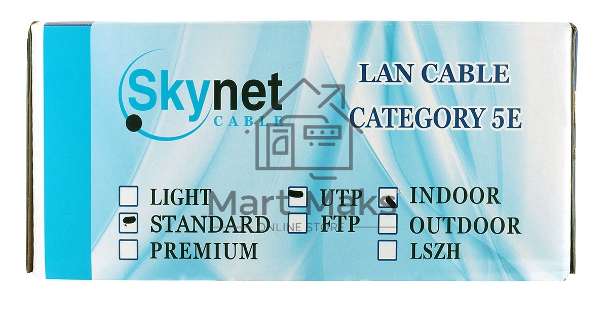 Кабель SkyNet Standart UTP indoor 4x2x0,48, медный, FLUKE TEST, кат.5e, однож., 100 м, box, серый