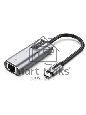 Адаптер Vention USB-C to Gigabit Ethernet Adapter 0.15M Gray Aluminum Alloy Type