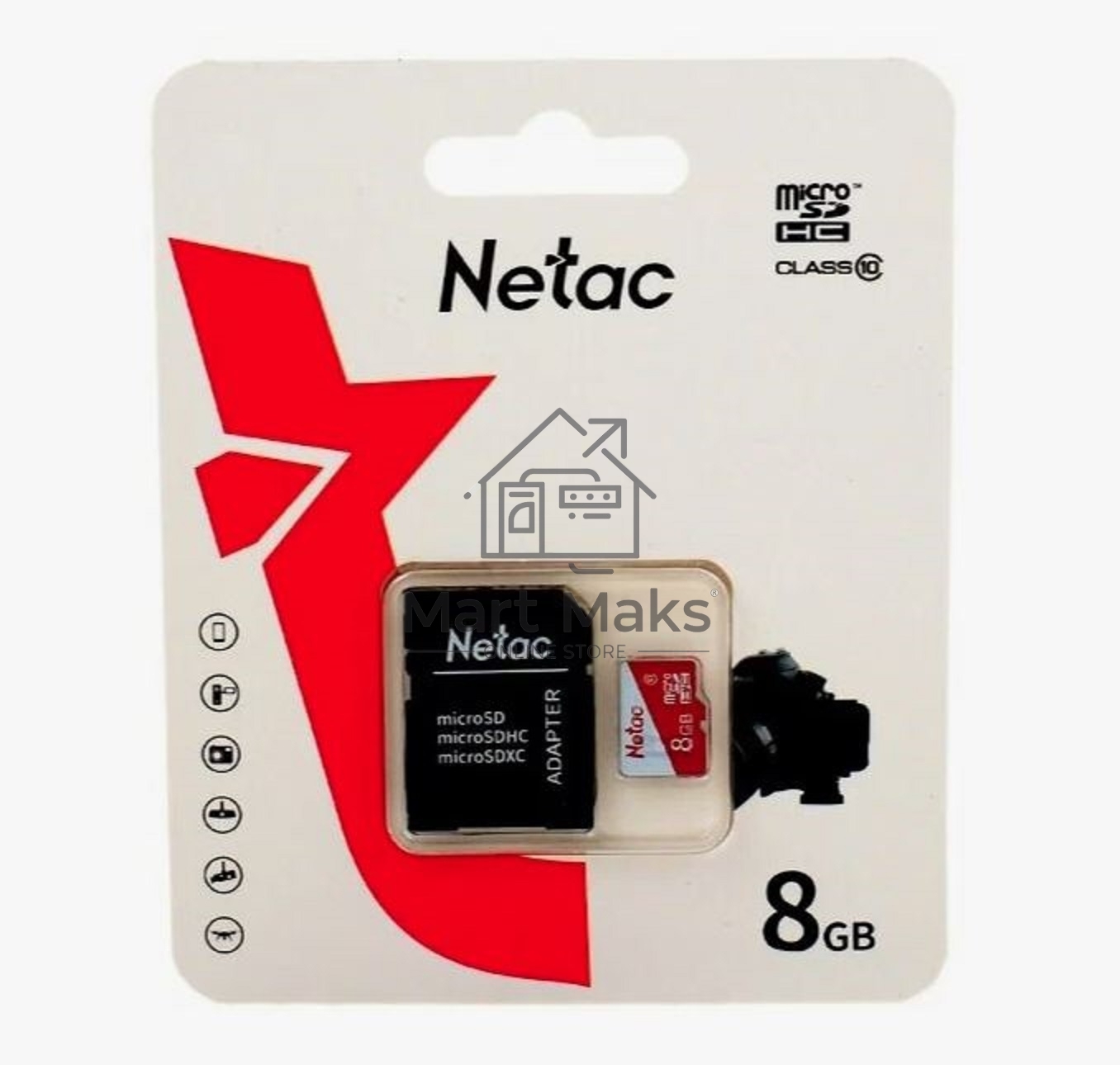 Карта памяти Netac P500 ECO MicroSDHC 8GB C10 NT02P500ECO-008G-R , с адаптером