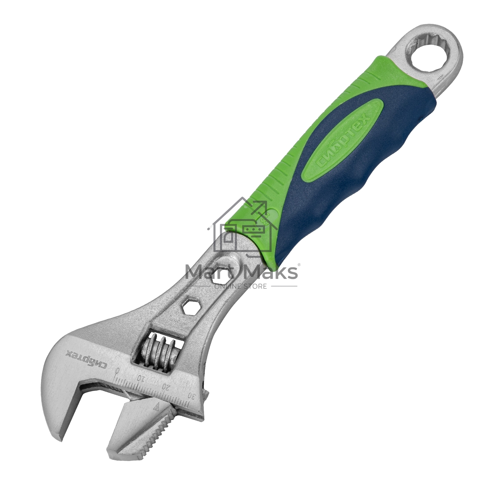 Ключ разводной, 200мм, переставная губка, двухкомпонентная рукоятка Сибртех