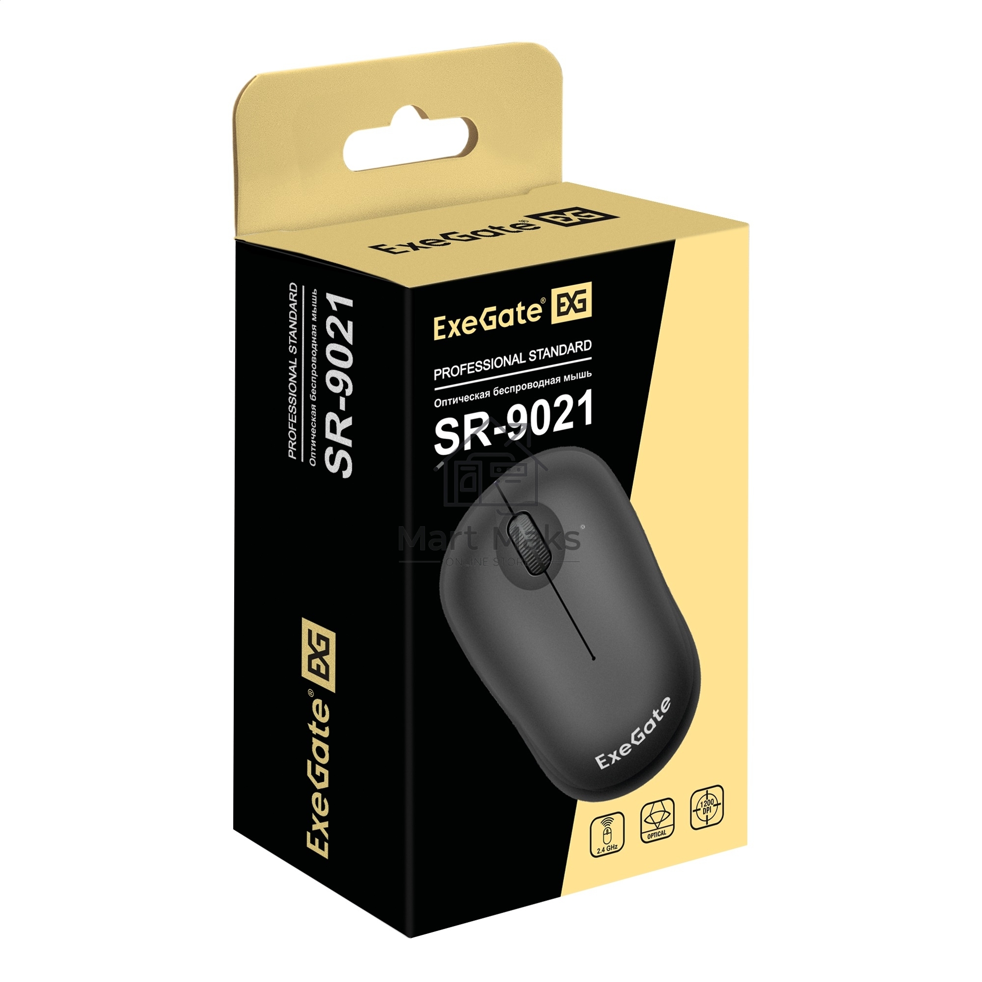 Мышь беспроводная ExeGate Professional Standard SR-9021 черный, 1200 dpi, радиоканал, USB, кнопки - 3