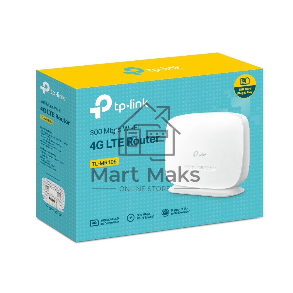 Роутер Wi-Fi N300 TP-Link TL-MR105 с поддержкой 4G LTE