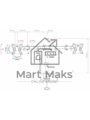 Кронштейн для мониторов Arm Media LCD-T13 черный 15