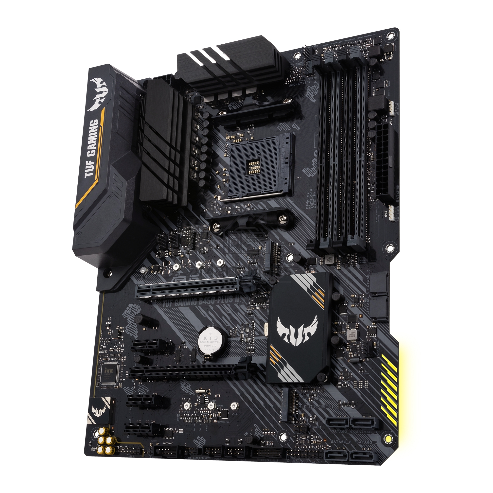 Материнская плата ASUS TUF GAMING B450-PLUS II, AM4, AMD B450, 4xDDR4, 6xSATA, 2xM.2, 1xPCI-E 3.0 x16, 1xPCI-E 2.0 x16, 3xPCI-E x1, 1xHDMI, 1xDP, 1x 1Gb LAN, 4xUSB 3.2 Gen 1, 1xUSB 3.2 Gen 2, 1xUSB-C 3.2 Gen 2, 5x3.5 мм, 7.1, ATX