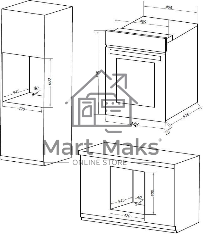 Шкаф духовой электрический Maunfeld EOEM516BG, 45 см, 51 л, бежевый, встраиваемый
