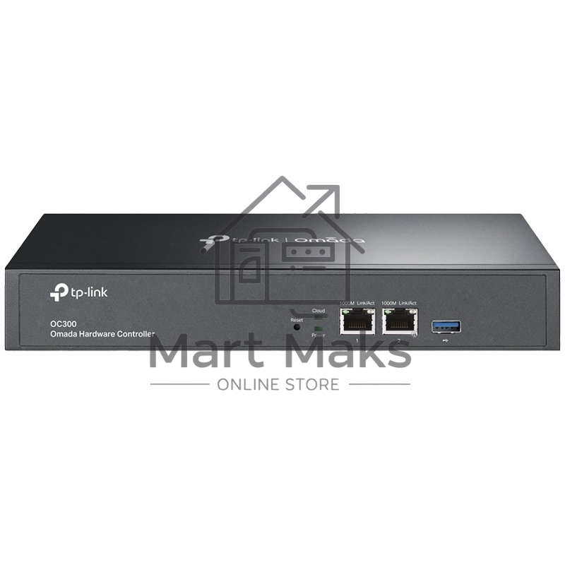 Контроллер TP-Link Omada hardware Controller OC300, 2 gigabit ethernet ports, 1 USB 3.0 port, managed up to 500 Omada Access Points/Switch/Gateway, support batch configuration, firmware upgradation, intelligent network monitoring and captive portal, easy 