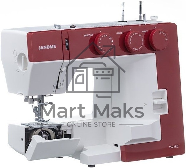 Швейная машина Janome 1522RD 25 операции, петля автомат, верт. челнок, нитевдеватель, мягкий, подарочный набор (шпульки, ножницы, сантиметровая лента, игольница )