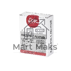 Кассета с лентой S'OK by Sakura Printing TZE445 для Brother, белый на красном, 18мм/8м, наклейка