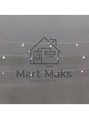 Гирлянда светодиодная Neon-night Шарики 5м, 20 LED, IP20, прозрачный провод, свечение мульти (RG/RB), контроллер 8 режимов, 230В