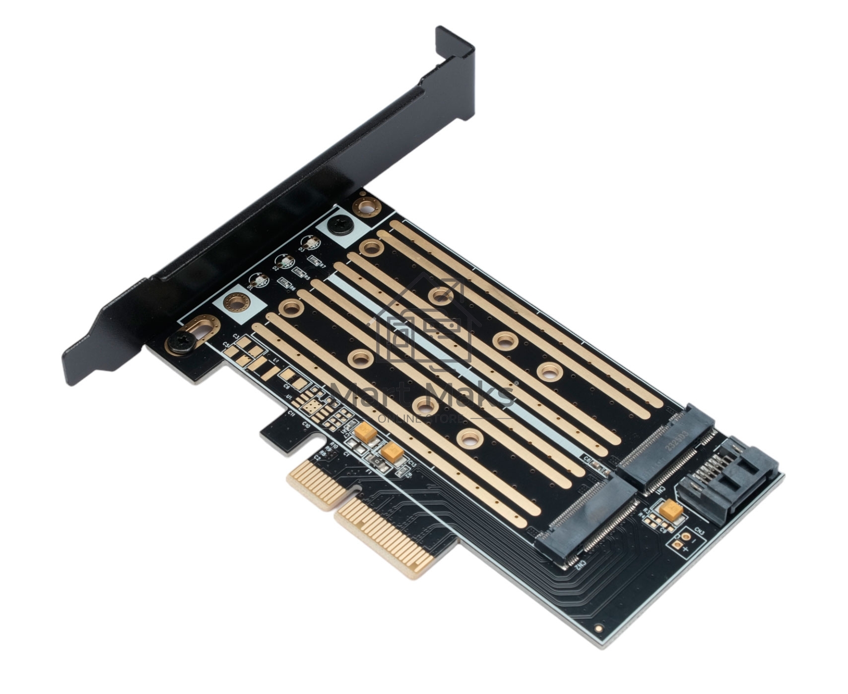 Адаптер для двух SSD M.2 (NVMe+SATA) в разъем PCI-e Gembird MF-PCIE-NVME-SATA, коробка