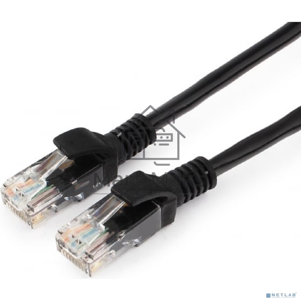 Патч-корд UTP Cablexpert PP12-1.5M/BK кат.5e, 1.5м, литой, многожильный (черный)
