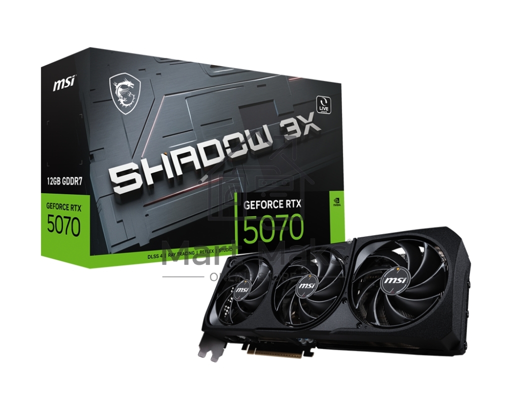 Видеокарта MSI PCI-E RTX 5070 12G SHADOW 3X OC NVIDIA GeForce RTX 5070 12Gb 192bit GDDR7 2542/28000 HDMIx1 DPx3 HDCP Ret