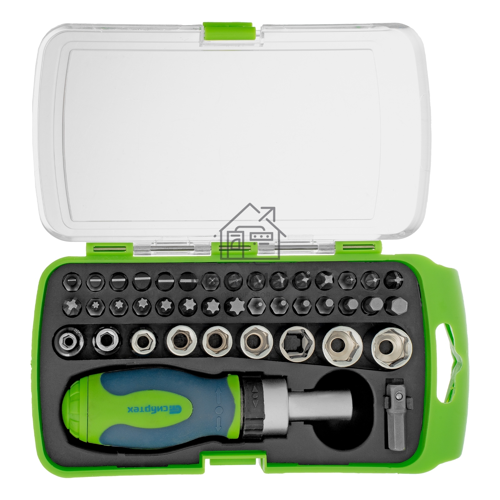 Отвертка Сибртех ревер. + биты, 41 пред., PH+PZ+SL+H+T, CrV, 2к рукоятка