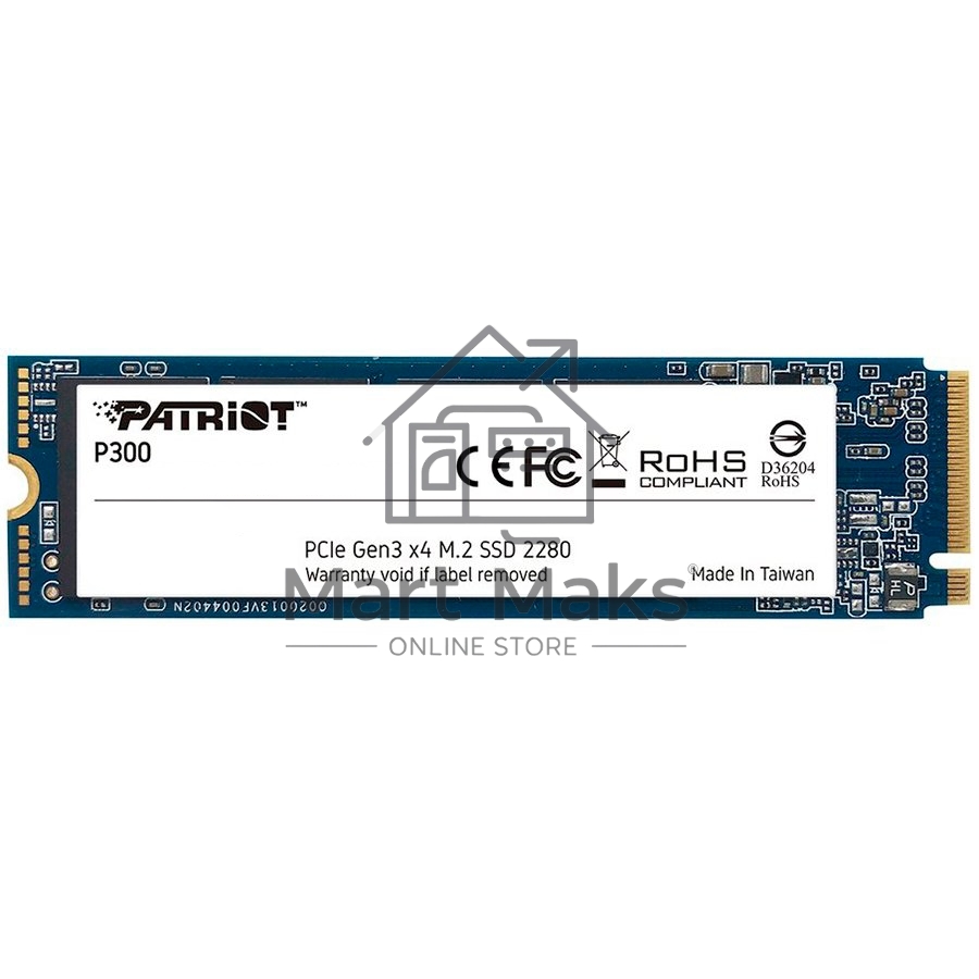 Накопитель SSD Patriot P300, 128GB, PCIe 3.0 x4, M.2 2280, NVMe, R/W 1600/600