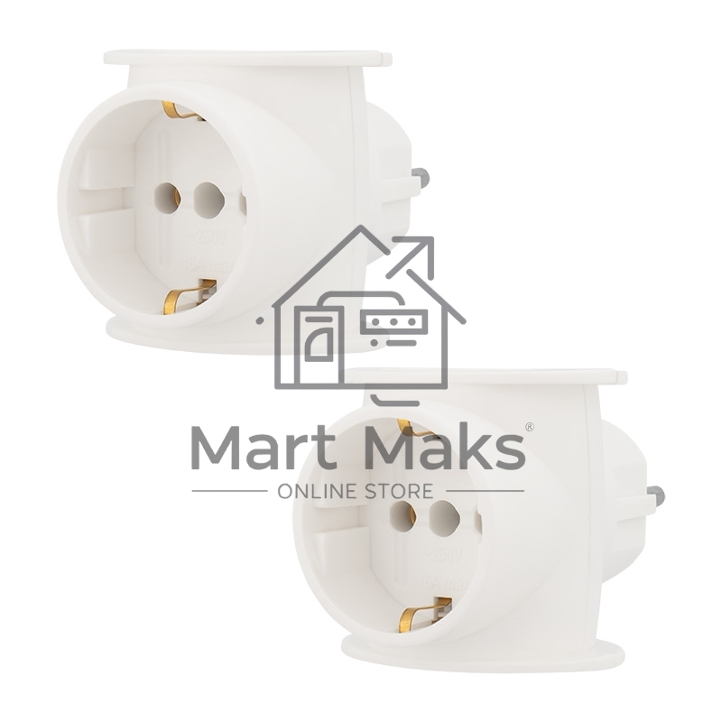 Набор тройников электрических универсальных Rexant 16 А, одно гнездо с заземлением, белый (2 шт./уп.)