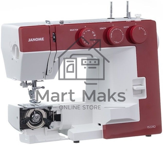 Швейная машина Janome 1522RD 25 операции, петля автомат, верт. челнок, нитевдеватель, мягкий, подарочный набор (шпульки, ножницы, сантиметровая лента, игольница )