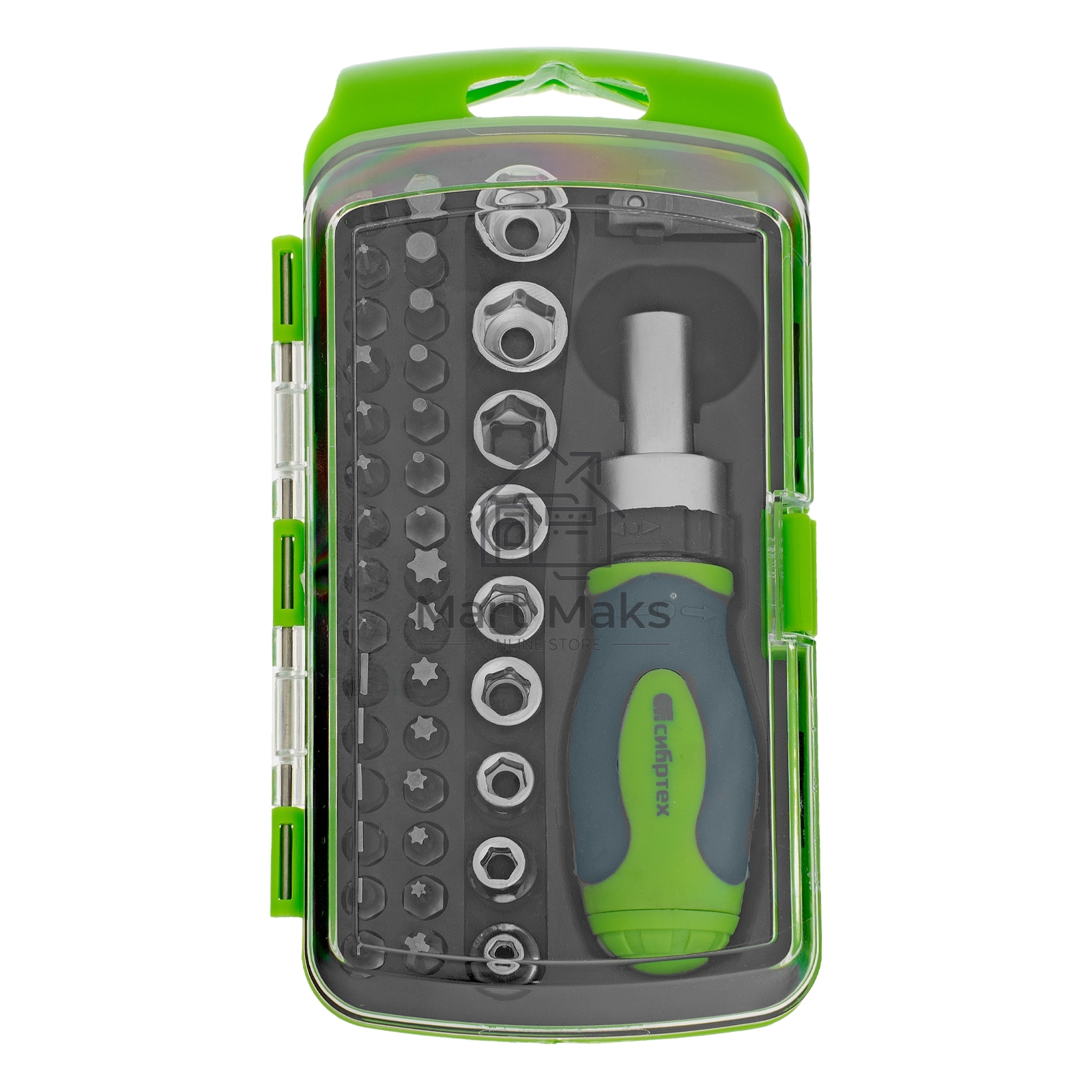 Отвертка Сибртех ревер. + биты, 41 пред., PH+PZ+SL+H+T, CrV, 2к рукоятка