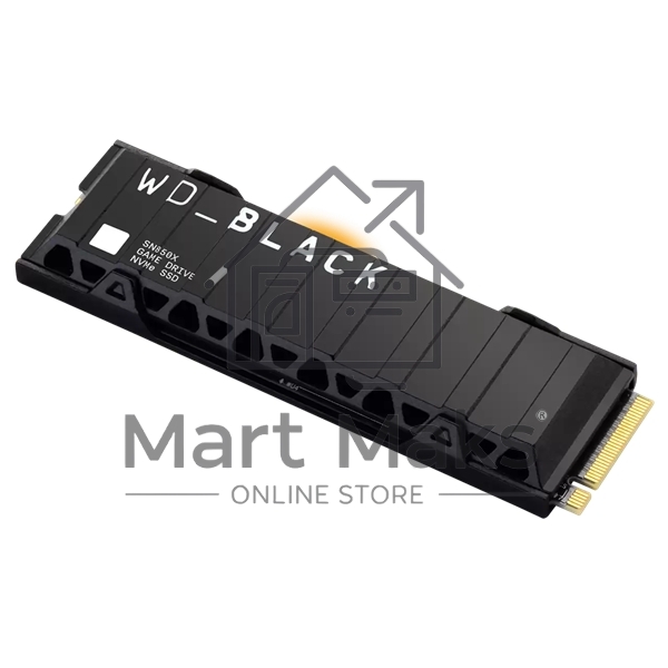 Накопитель SSD WD 1Tb Black SN850X, M.2(22x80мм), NVMe, PCIe 4.0 x4, 3D TLC, R/W 7300/6300Mb/s, IOPs 800 000/1 100 000, TbW 600, DWPD 0.3, with Heat Spreader (12 мес.)