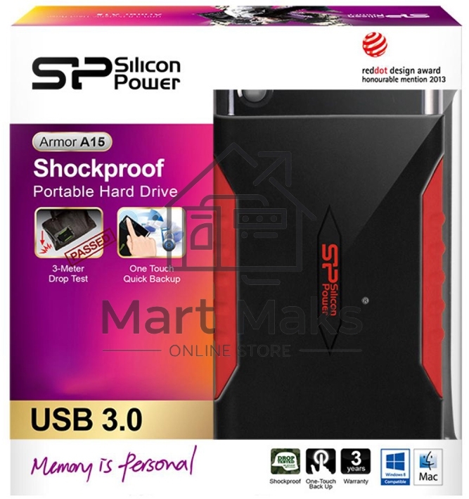 Внешний жесткий диск Silicon Power USB 3.0 1Tb SP010TBPHDA15S3L Armor 2.5