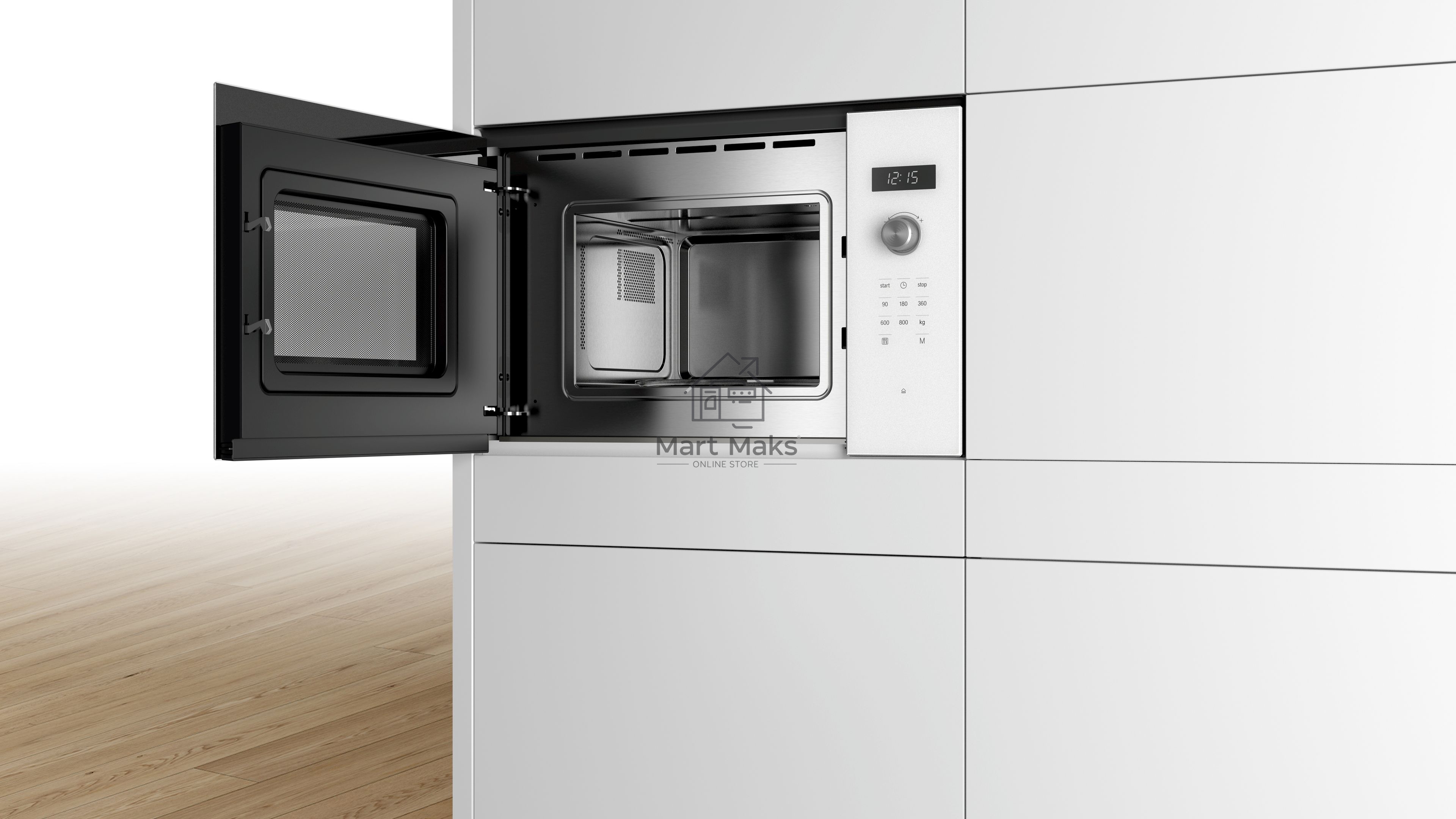 Микроволновая печь встраиваемая Bosch BFL524MW0 белый, 20 л, 800 Вт, переключатели - поворотный механизм/сенсор