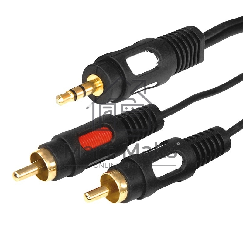 Шнур Стерео 3,5 мм - 2 RCA, длина 3 мeтра (GOLD) Rexant