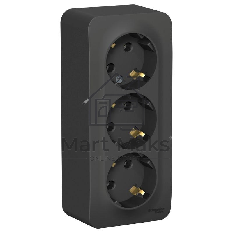 Розетка 3-ая с/з без шторок 16А, 250В, изолир. пластина SE Blanca наруж Антрацит