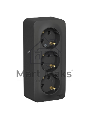 Розетка 3-ая с/з без шторок 16А, 250В, изолир. пластина SE Blanca наруж Антрацит