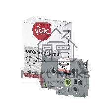 Кассета с лентой S'OK by Sakura Printing TZE445 для Brother, белый на красном, 18мм/8м, наклейка