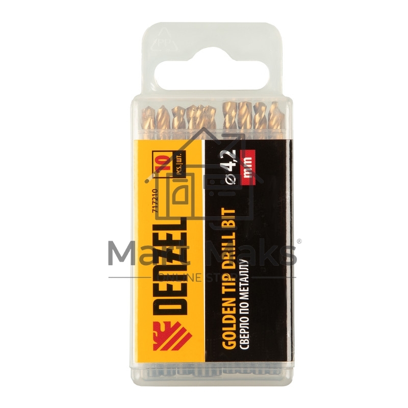 Сверло по металлу, 4,2 мм, HSS-Tin, Golden Tip, 10 шт. Denzel