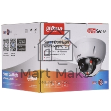 Уличная купольная IP-видеокамера Dahua DH-IPC-HDBW2449EP-S-IL-0280B Smart Dual Light с ИИ 4Мп, 1/2.9” CMOS, объектив 2.8мм, видеоаналитика, ИК до 30м, LED до 30м, IP67, корпус: металл