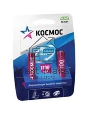 Аккумулятор Космос KOCR03NIMH(1100MAH)R03 NiMn 1100мА·ч (блист.2шт.) Цена за 1шт