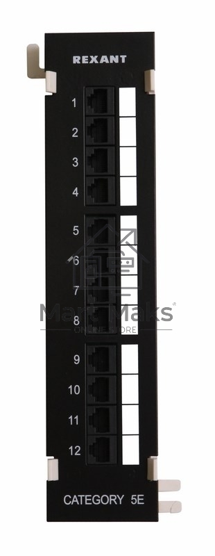 Rexant Патч-панель настенная, 12 портов RJ-45, категория 5е, UTP неэкранированная, черная