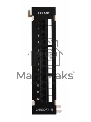 Патч-панель Rexant настенная, 12 портов RJ-45, категория 5е, UTP неэкранированная, черная
