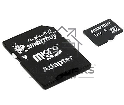 Флеш карта microSD 8GB Smartbuy microSDHC Class 10 (SD адаптер)