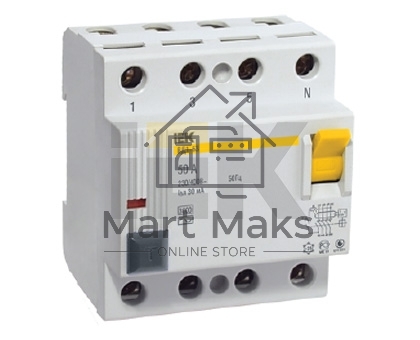 Выключатель дифференциального тока IEK 4п 100A 30mA тип AC ВД1-63 ИЭК MDV10-4-100-030