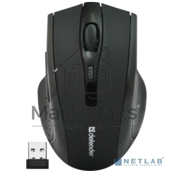 Мышь беспроводная Defender Accura MM-665 черный, 1600 dpi, радиоканал, USB, кнопки - 6