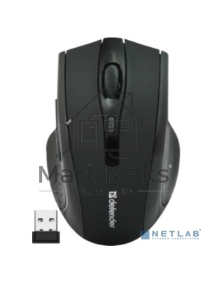 Мышь беспроводная Defender Accura MM-665 черный, 1600 dpi, радиоканал, USB, кнопки - 6