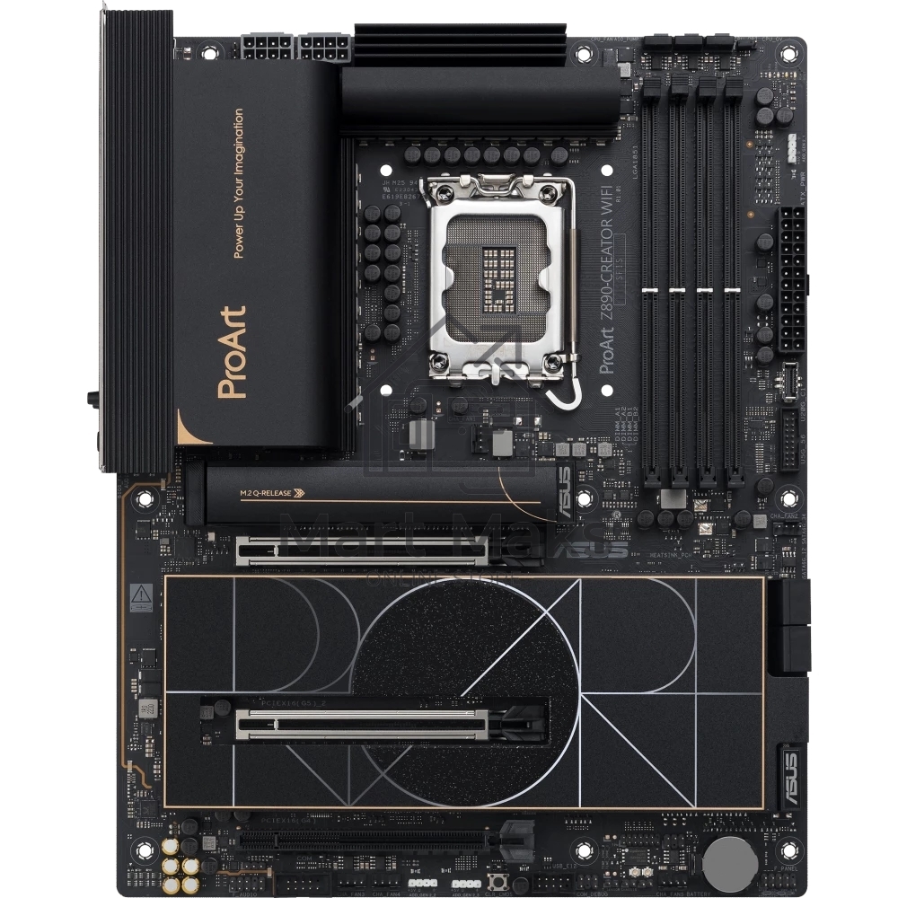 Материнская плата ASUS ProArt Z890-CREATOR WIFI, LGA 1851, Intel Z890, 4xDDR5, 4xSATA, 5xM.2, 2xPCIe 5.0 x16, 1xPCIe 4.0 x16, 1xHDMI, 1xDP, 1x 10Gb LAN, 1x 2.5Gb LAN, 2xUSB-C 10Gbps, 6xUSB-A 10Gbps, 1xUSB-A 2.0, 7.1, ATX