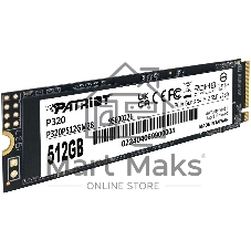 Накопитель SSD Patriot P320, 512Gb, PCIe 3.0 x4, M.2 2280, NVMe, R/W 3000/2200