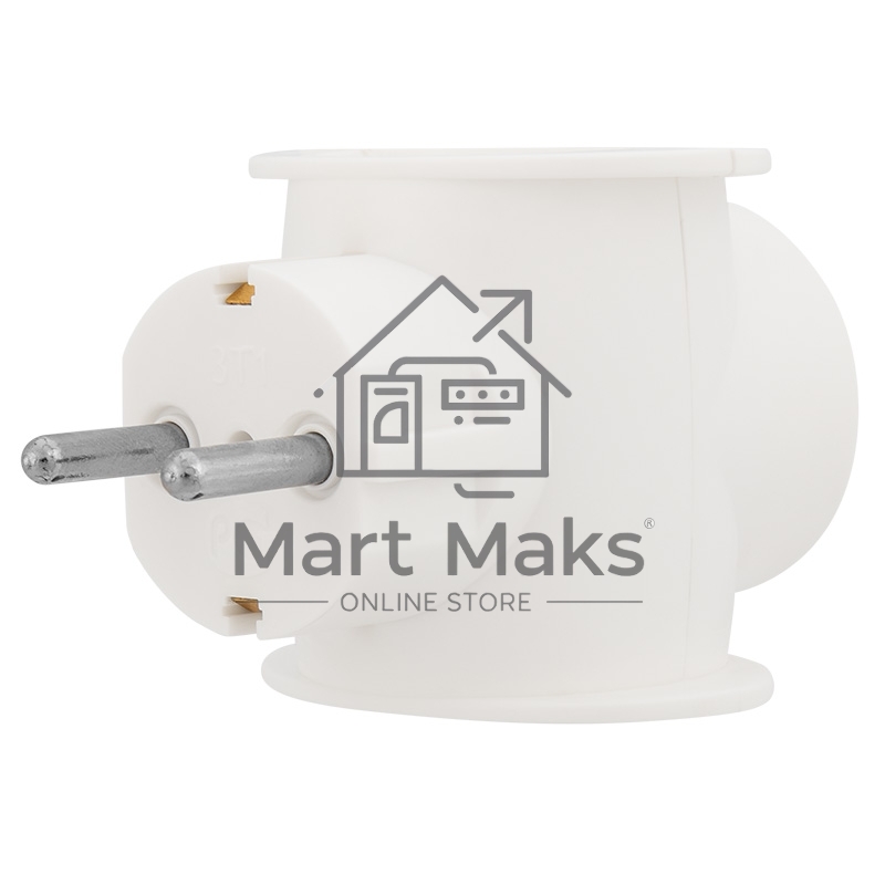 Набор тройников электрических универсальных Rexant 16 А, одно гнездо с заземлением, белый (2 шт./уп.)