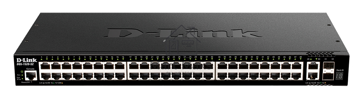 Управляемый L3 стекируемый коммутатор D-Link DGS-1520-52/A1A с 48 портами 10/100/1000Base-T, 2 портами 10GBase-T и 2 портами 10GBase-X SFP+ (454783)