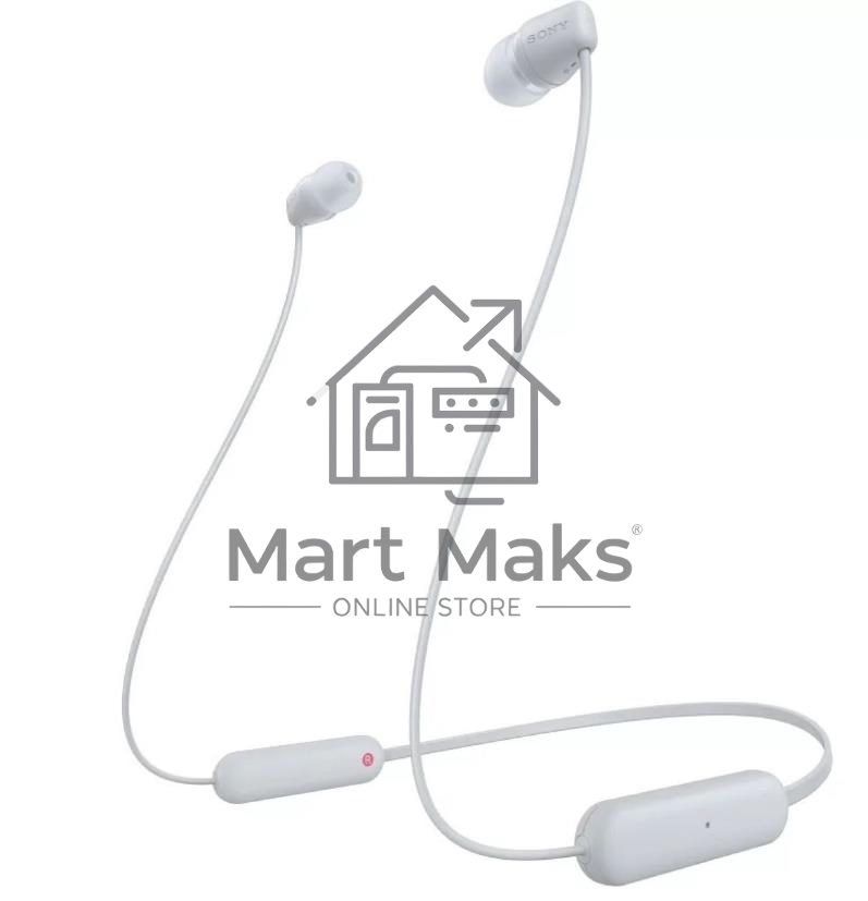 Гарнитура вкладыши Sony WI-C100 белый беспроводные bluetooth шейный обод